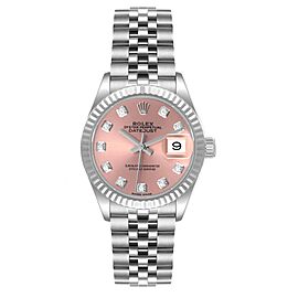 Rolex Datejust 28 Steel White Gold Pink Diamond Dial Watch