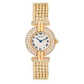 Cartier Colisee Yellow Gold Diamond Silver Dial Ladies Watch