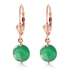 14K Solid Rose Gold Leverback Earrings with Emeralds