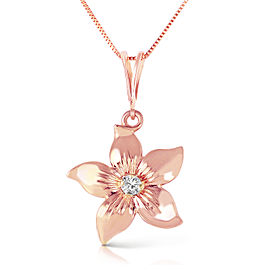 14K Solid Rose Gold Flower Necklace withNatural Diamond