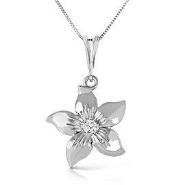 14K Solid White Gold Flower Necklace Natural Diamond