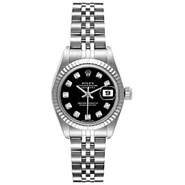Rolex Datejust Steel White Gold Black Diamond Dial Ladies Watch