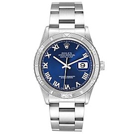 Rolex Turnograph Datejust Steel White Gold Blue Dial Watch