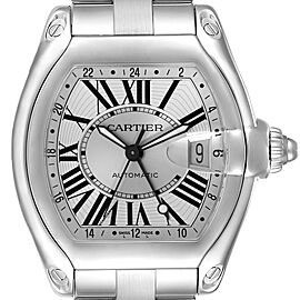 Cartier Roadster GMT Silver Dial Stainless Steel Mens Watch