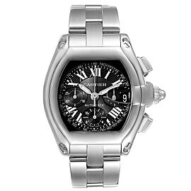 Cartier Roadster Chronograph Black Dial Mens Steel Watch