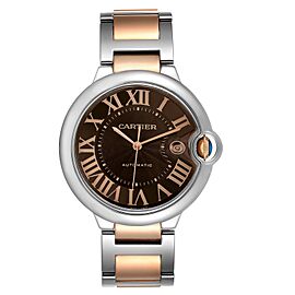 Cartier Ballon Bleu Steel Rose Gold Chocolate Dial Unisex Watch