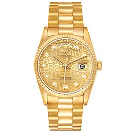Rolex President Day-Date Yellow Gold Diamond Mens Watch