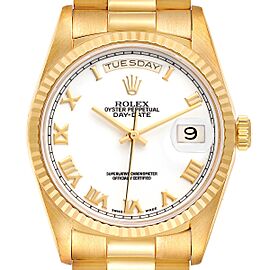 Rolex President Day-Date Yellow Gold White Dial Mens Watch