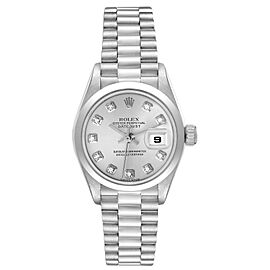 Rolex President Ladies Platinum Silver Diamond Dial Watch