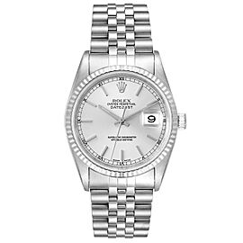 Rolex Datejust Steel White Gold Silver Dial Mens Watch