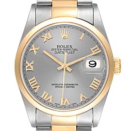 Rolex Datejust 36MM Steel Yellow Gold Slate Dial Mens Watch
