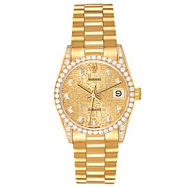 Rolex President Midsize Yellow Gold Diamond Ladies Watch