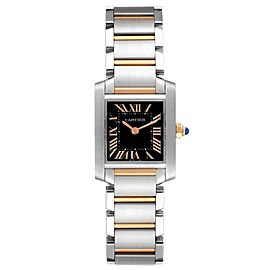 Cartier Tank Francaise Steel Rose Gold Black Dial Ladies Watch
