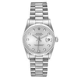 Rolex President Datejust Midsize White Gold Diamond Ladies Watch
