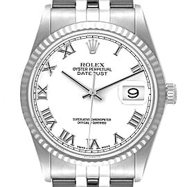 Rolex Datejust 36 Steel White Gold Roman Dial Mens Watch