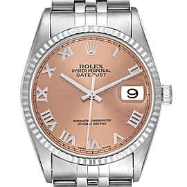 Rolex Datejust 36 Steel White Gold Salmon Dial Mens Watch