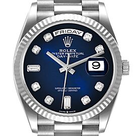 Rolex President Day-Date White Gold Diamond Dial Mens Watch
