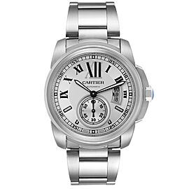 Calibre De Cartier Silver Dial Steel Automatic Mens Watch