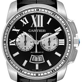 Cartier Calibre Divers Black Dial Rubber Strap Mens Watch