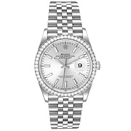 Rolex Datejust Steel Silver Dial Diamond Bezel Mens Watch