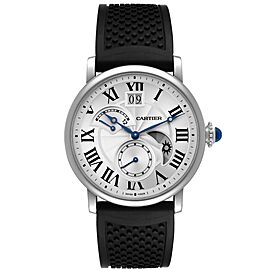 Cartier Rotonde Retrograde GMT Time Zone Steel Mens Watch