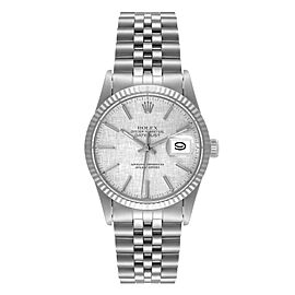 Rolex Datejust Steel White Gold Silver Linen Dial Vintage Watch