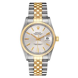 Rolex Datejust Steel Yellow Gold Silver Dial Vintage Mens Watch