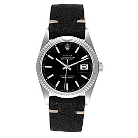Rolex Datejust Steel White Gold Black Dial Vintage Mens Watch