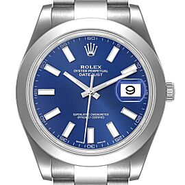 Rolex Datejust II Blue Baton Dial Steel Mens Watch