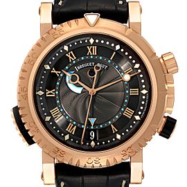 Breguet Marine Royale Rose Gold Leather Strap Mens Watch