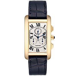 Cartier Tank Americaine Chronograph Yellow Gold Mens Watch