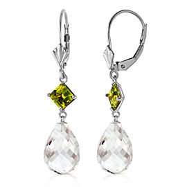11 CTW 14K Solid White Gold Born To Rock Peridot White Cultured Pearl Earrings