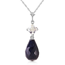 9.3 CTW 14K Solid White Gold Necklace White Topaz Sapphire