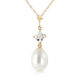 4.5 CTW 14K Solid Gold Intimations White Topaz Cultured Pearl Necklace