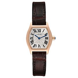 Cartier Tortue Small 18k Rose Gold Brown Strap Ladies Watch