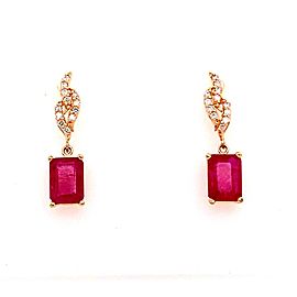 Diamond Ruby Earrings 14k Yellow Gold 2.08 TCW Certified $3,950 018672