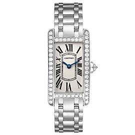 Cartier Tank Americaine 18K White Gold Diamond Ladies Watch