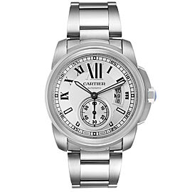 Calibre De Cartier Silver Dial Steel Automatic Mens Watch