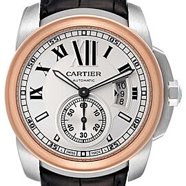 Cartier Calibre Diver Steel Rose Gold Silver Dial Watch