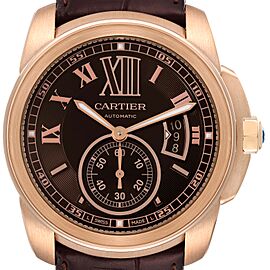 Cartier Calibre Rose Gold Brown Dial Automatic Mens Watch