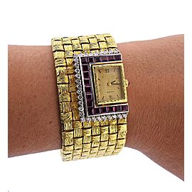 Ruby Diamond Gold Watch Bracelet
