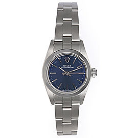 Rolex Oyster Perpetual 76080 Stainless Steel Blue Dial 24mm Womens Watch