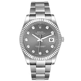 Rolex Datejust II 41mm Steel White Gold Diamond Mens Watch