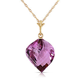 10.75 CTW 14K Solid Gold Necklace Twisted Briolette Amethyst