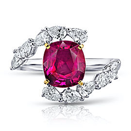 David Gross Cushion Red Ruby and Diamond Ring