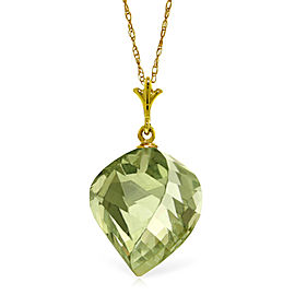 13 CTW 14K Solid Gold Necklace Twisted Briolette Green Amethyst
