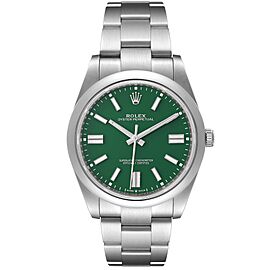 Rolex Oyster Perpetual 41mm Green Dial Steel Mens Watch