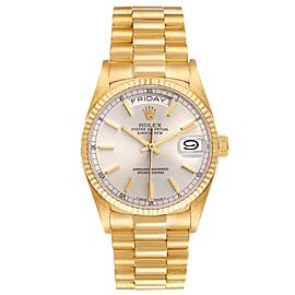 Rolex President Day-Date 36mm Yellow Gold Silver Dial Watch