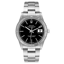 Rolex Turnograph Datejust Steel White Gold Black Dial Watch