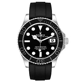 Rolex Yachtmaster White Gold Black Rubber Strap Watch
